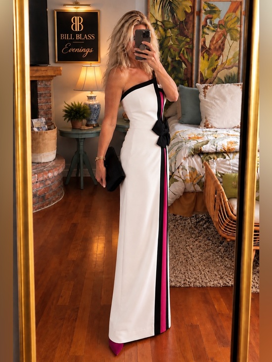 Bill Blass Evening Dresses & Skirts - Rare VTG Bill Blass,Sculptural Bow,Corseted,Gala Couture Column Gown,EUC, Size 8